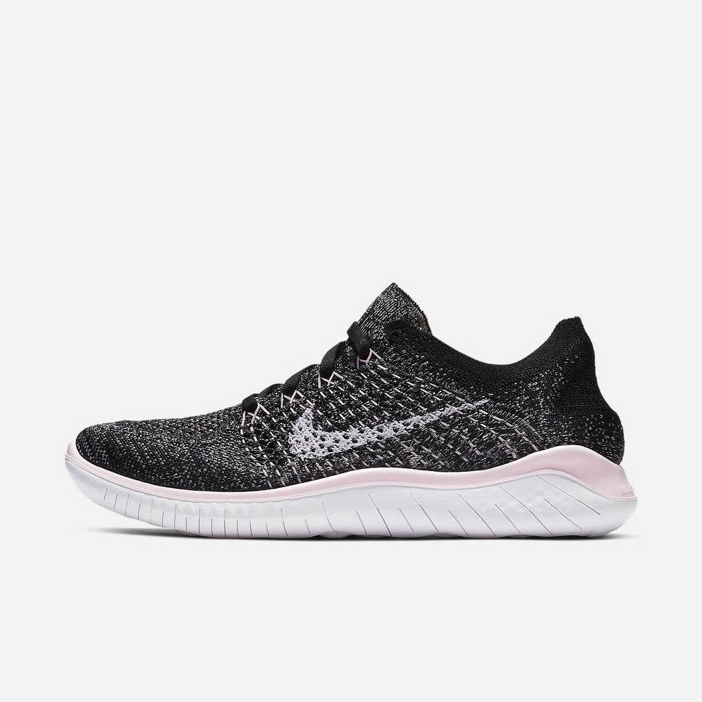 Chaussure De Running Nike Free RN Flyknit 2018 Noir 1284-930 Black/Pink Foam/White Femme | IQN-09662572